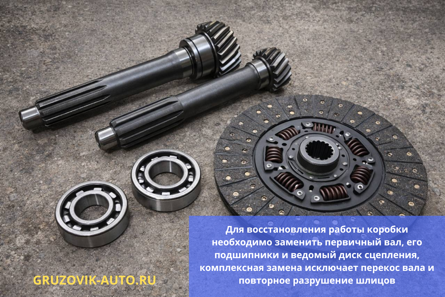 Комплект деталей для КПП ЗИЛ-130: два первичных вала, передний и задний подшипники и ведомый диск сцепления